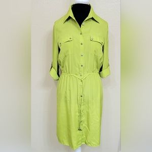 NWOT - Beautiful Lime Green Shirt Dress